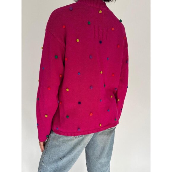 90s vintage pink festive holiday novelty embroidered ugly christmas knit sweater - Picture 4 of 10